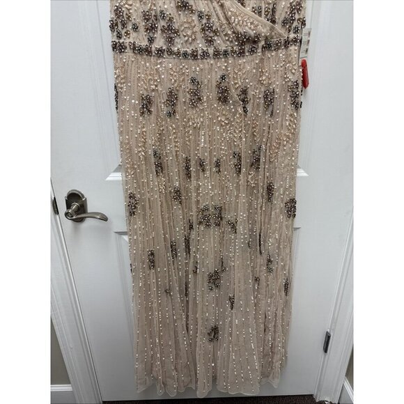MAC DUGGAL Plus Size 24 Beige 93575 Embellished A-Line Evening Gown Dress $998 - Picture 9 of 16